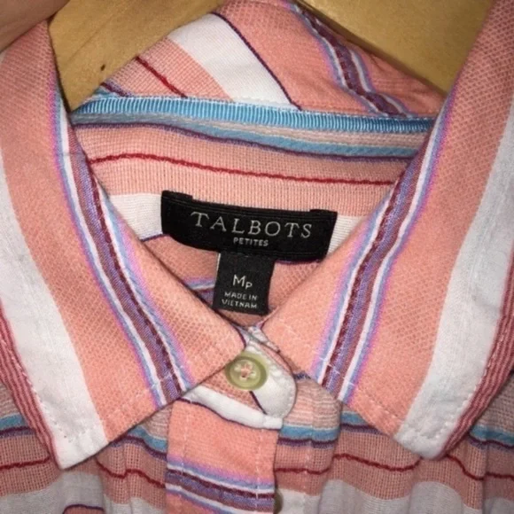 Talbots Pink & Blue Striped Button Down - Picture 4 of 4